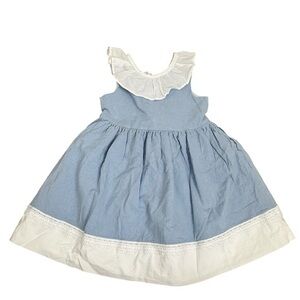 Tahari Light Blue and White Ruffled Kids Dress